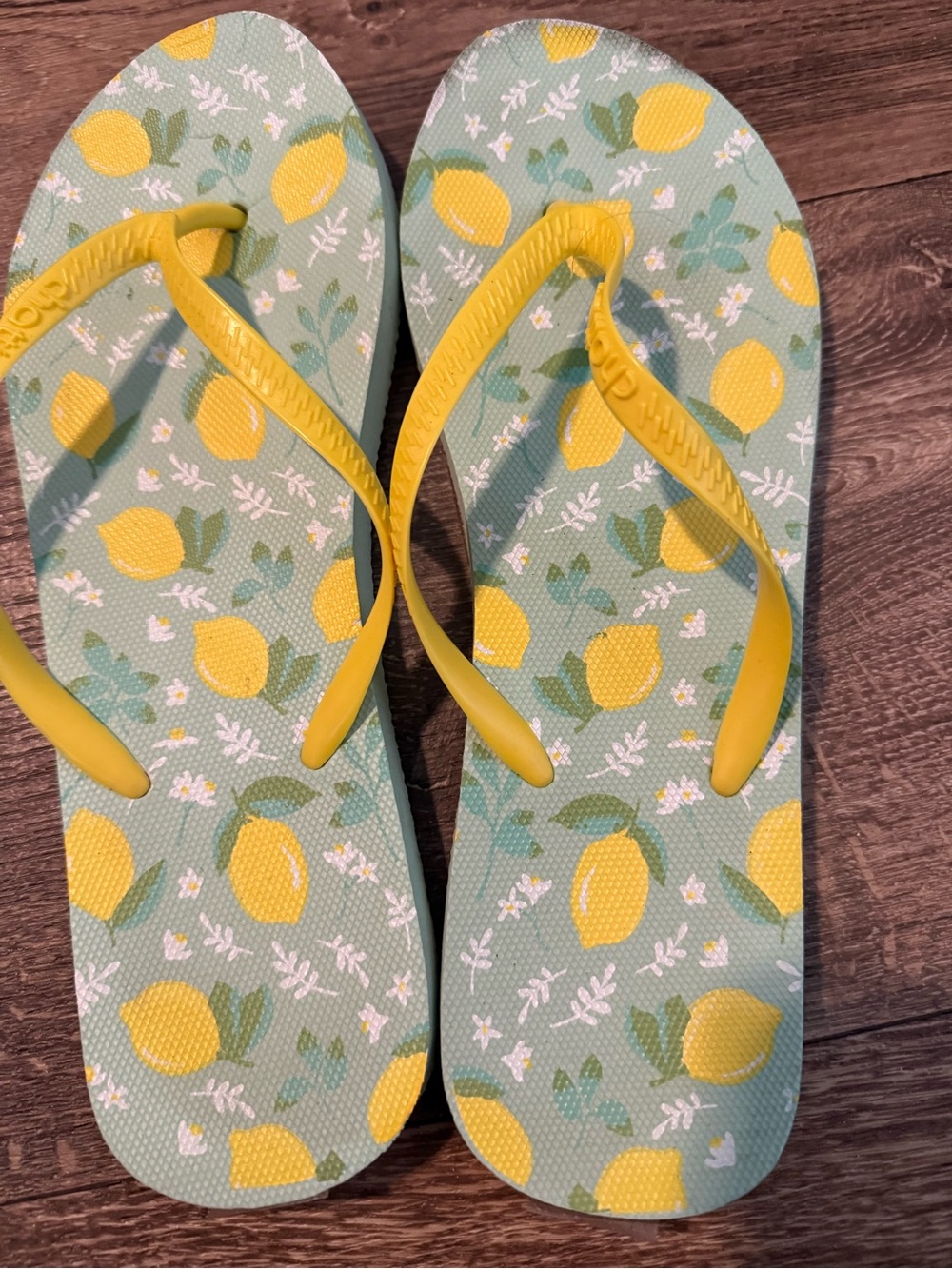 Chatties Lemon Print Flip Flops with Yellow Straps